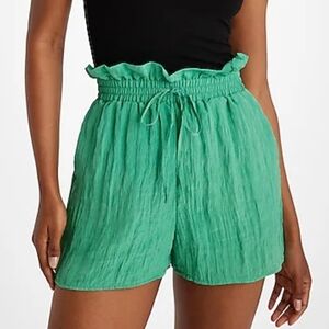 Golf Green Super High Waisted Crinkle Drawstring Paperbag Shorts